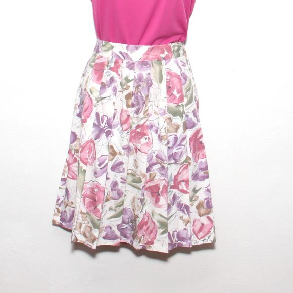 Vintage Toni Garment Floral Pleated Skirt Size 12 - Picture 1 of 6